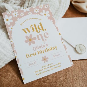 Wild One Daisy Birthday Invitation   Eerste Kaart