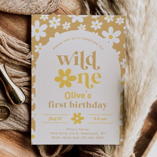 Wild One Daisy Birthday Invitation | Eerste Kaart
