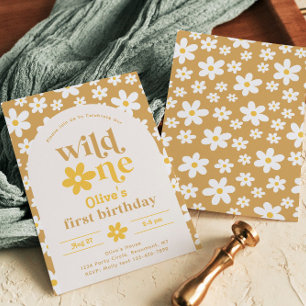 Wild One Daisy Birthday Invitation   Eerste Kaart