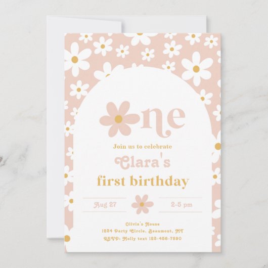 Wild One Daisy Birthday Invitation | Eerste Kaart (Voorkant)