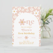 Wild One Daisy Birthday Invitation | Eerste Kaart (Staand voorkant)