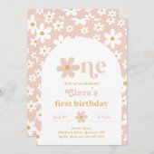 Wild One Daisy Birthday Invitation | Eerste Kaart (Voorkant / Achterkant)