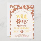 Wild One Daisy Birthday Invitation | Eerste Kaart (Voorkant)
