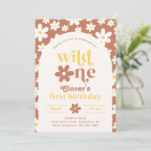 Wild One Daisy Birthday Invitation | Eerste Kaart (Staand voorkant)