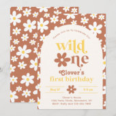 Wild One Daisy Birthday Invitation | Eerste Kaart (Voorkant / Achterkant)