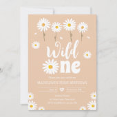 Wild One Daisy Boho Sand Creme Girl First Birthday Kaart (Voorkant)