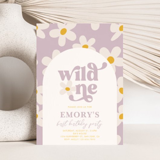 Wild One Daisy Eerste Verjaardag Uitnodiging