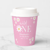 Wild One Daisy First Birthday – Boho Girl Party  Papieren Bekers (Voorkant)