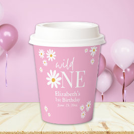Wild One Daisy First Birthday – Boho Girl Party  Papieren Bekers