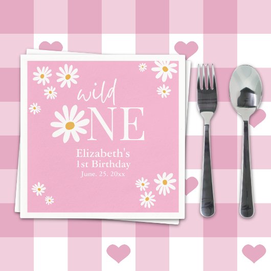 Wild One Daisy First Birthday Party – Boho Floral Servet