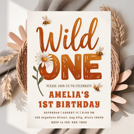 Wild One Daisy-foto 1e verjaardagsmeisje Kaart