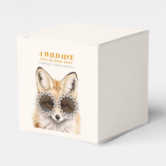Wild One Daisy Fox Baby shower Bedankdoosjes (Voorkant Zijde)