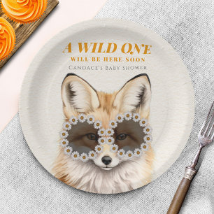 Wild One Daisy Fox Baby shower Papieren Bordje