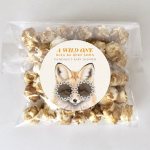 Wild One Daisy Fox Baby shower Ronde Sticker