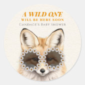Wild One Daisy Fox Baby shower Ronde Sticker (Voorkant)