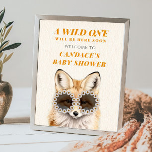 Wild One Daisy Fox Baby shower Welkom Poster