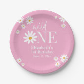 Wild One Daisy – Girl’s First Birthday Boho Party Papieren Bordje (Voorkant)