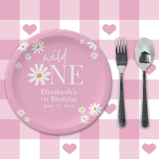 Wild One Daisy – Girl’s First Birthday Boho Party Papieren Bordje