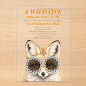 Wild One Daisy Zonnebril Fox Baby shower Acryl Uitnodigingen (Voorkant)