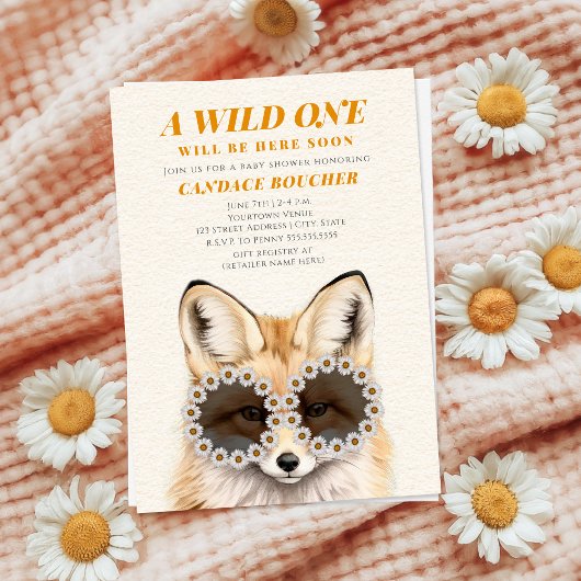 Wild One Daisy Zonnebril Fox Baby shower Kaart