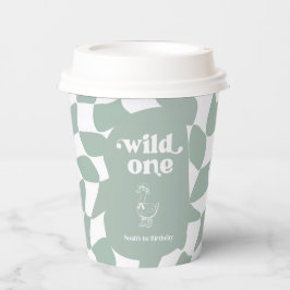 Wild One Dapper Duck 1st Birthday Sage Green Papieren Bekers