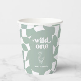 Wild One Dapper Duck 1st Birthday Sage Green Papieren Bekers