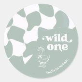 Wild One Dapper Duck 1st Birthday Sage green  Ronde Sticker (Voorkant)