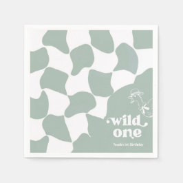 Wild One Dapper Duck 1st Birthday Sage Green Servet