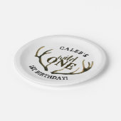 Wild One Deer Antlers Simple White 1 zaterdag Papieren Bordje (Gekanteld)