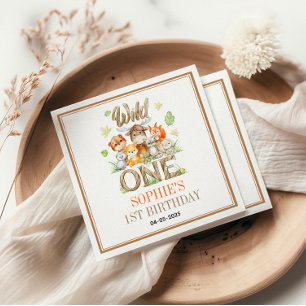 Wild One dier 1e verjaardagsfeestje Safari Jungl Servet