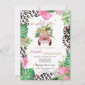 Wild One Dieren Auto, Palm Leaves 1e Verjaardag Kaart (Voorkant)