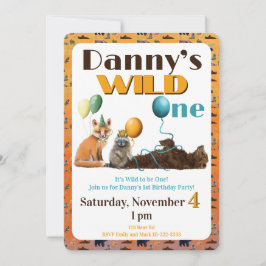 Wild One Dieren Eerste Verjaardagsuitnodiging Kaart