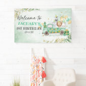 Wild One Dieren Groene Gebinte Goud Safari 1e Verj Spandoek (Insitu)