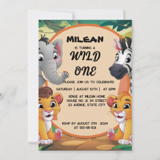 Wild One Dieren Jongen Verjaardagsfeestje Kaart