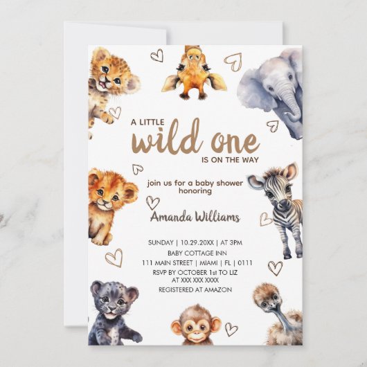 Wild One Dieren Moderne Eenvoudige Baby Jongen Dou Kaart (Voorkant)