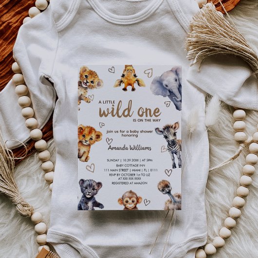 Wild One Dieren Moderne Eenvoudige Baby Jongen Dou Kaart