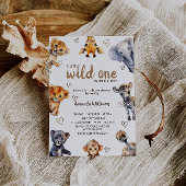 Wild One Dieren Moderne Eenvoudige Baby Jongen Dou Kaart