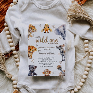 Wild One Dieren Moderne Eenvoudige Baby Shower Voo Kaart
