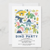 Wild One Dino Party Cute Modern Dinosaurs First Kaart (Voorkant)