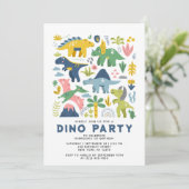 Wild One Dino Party Cute Modern Dinosaurs First Kaart (Staand voorkant)