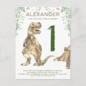 Wild One Dinosaur 1e Birthday Party Budget Uitnodiging Briefkaart (Voorkant)