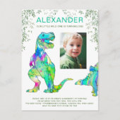 Wild One Dinosaur 1e Birthday Party Budget Uitnodiging Briefkaart (Voorkant)