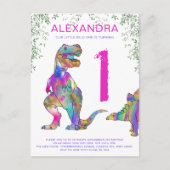 Wild One Dinosaur 1e Birthday Party Budget Uitnodiging Briefkaart (Voorkant)