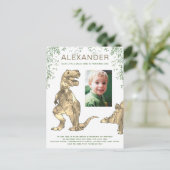 Wild One Dinosaur 1e verjaardag Budget Invita Uitnodiging Briefkaart (Staand voorkant)