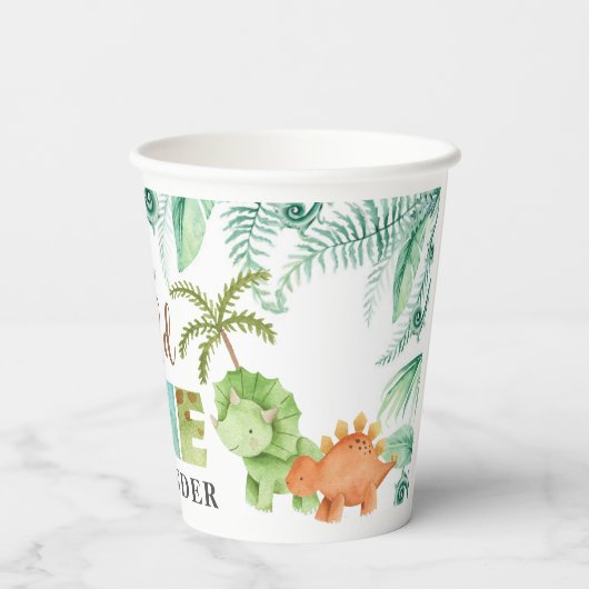 Wild One Dinosaur 1e verjaardag Papieren Bekers (Achterkant)