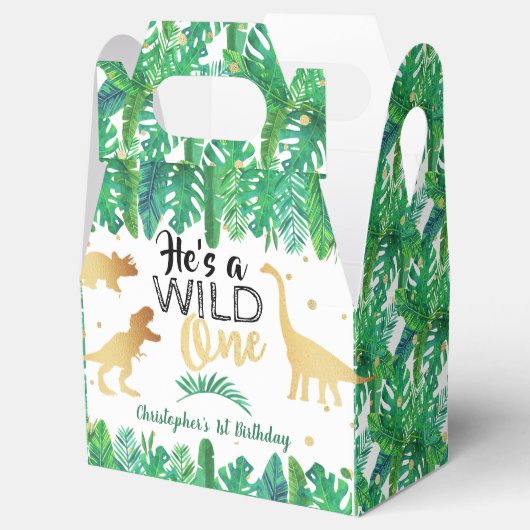 Wild One Dinosaur Boys 1e verjaardag Bedankdoosjes (Geopend)