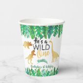 Wild One Dinosaur Boys 1e verjaardag Papieren Bekers (Achterkant)
