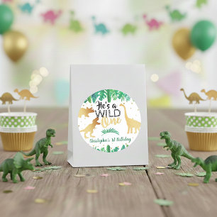 Wild One Dinosaur Boys 1e verjaardag Ronde Sticker