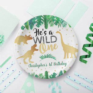 Wild One Dinosaur Boys 1st Birthday Paper Bord