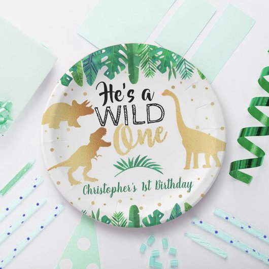 Wild One Dinosaur Boys 1st Birthday Paper Bord